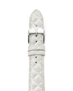 18mm Quilted Leather Strap, White   MICHELE   White (18mm )
