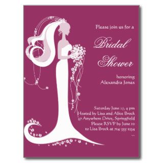 Elegant Bride Bridal Shower Party Invitation 3 Postcard