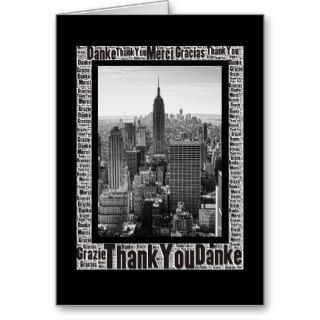 Word Art Thank You in Multi Languages NYC Skyline Card