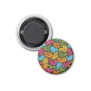 Colorful  animal pattern hearts refrigerator magnet