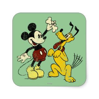 Vintage Mickey Mouse and Pluto Square Sticker