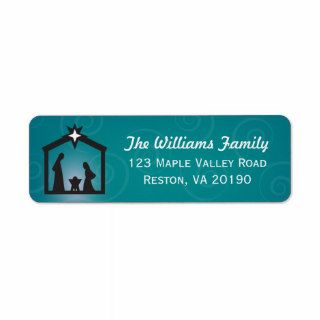 Teal Turquoise Christmas Nativity Address Labels