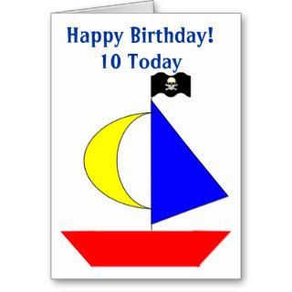Boat 10 Year Old Birthday Cards