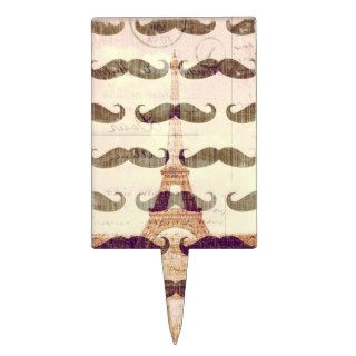 From Paris with mustache Rectangle Cake Pick