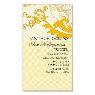 Vintage Whimsical Elegant Pale Gold  Floral Business Card Templates