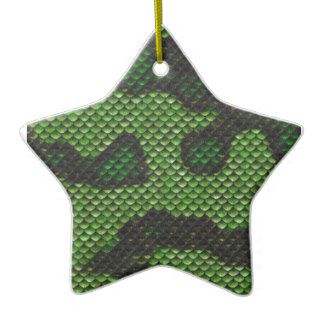 Printed Fake Green Snake Skin Camo Style Design Christmas Tree Ornaments