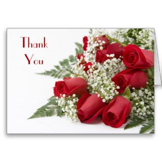 Red Roses Bouquet Thank You Card Card