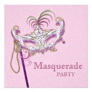 Pearl Pink Masquerade Party Invitations