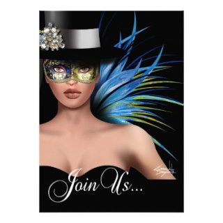Zebra Bird of Paradise Masquerade Party Personalized Announcement