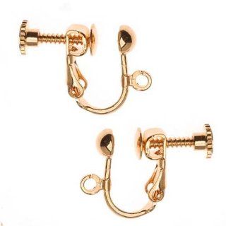 Beadaholique Screw Back 2 Pairs of Non Pierced Earring Findings, 22K Gold Plated