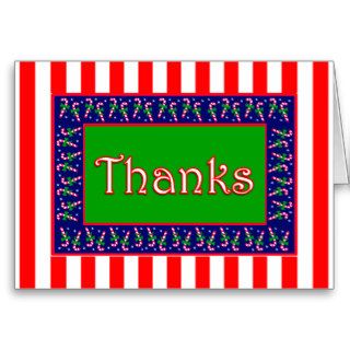 Thanks   Candy Cane Stripe Note Cards