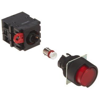 Omron A22L HR 24A 20M Half Guard Type Pushbutton and Switch, Screw Terminal, LED Lighted, Momentary Operation, Round, Red, 24 VAC/VDC Rated Voltage, Double Pole Single Throw Normally Open Contacts Electronic Component Pushbutton Switches Industrial &