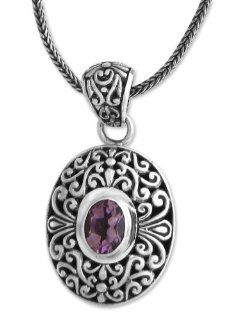Amethyst pendant necklace, 'Violet Beauty' Novica Jewelry