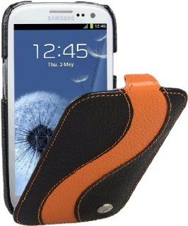 Melkco   Special Edition Jacket Type Leather Case for Samsung Galaxy SIII I9300   (Black/Orange)    SSGY93LCJS1BKOELC Cell Phones & Accessories