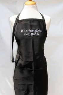 Black Embroidered Apron "M is for Mom, Not Maid" Clothing