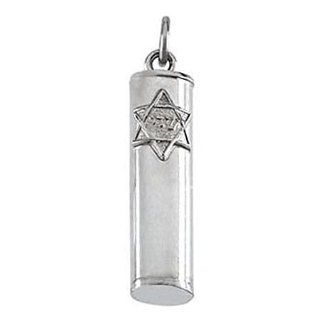 Sterling Silver Mezuzah Chai and Star of David Religious Pendant   5mm GEMaffair Jewelry