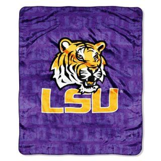 IFS   LSU Tigers NCAA Micro Raschel Blanket (Grunge Series) (46in x 60in)   Throw Blankets