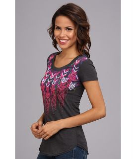 Rock and Roll Cowgirl Chevron Short Sleeve Tee Charcoal