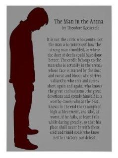 The Man in the Arena by Theodore Roosevelt Poster 20 X 28 Gray and Burgundy   Prints
