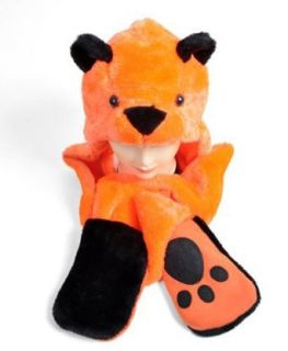 Orange Bear Plush Full Animal Hat with Muffler Mittens Clothing