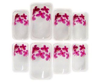 Purple Butterflies & White French Tip Glue/Stick/Press On Artificial/False Nails  Beauty