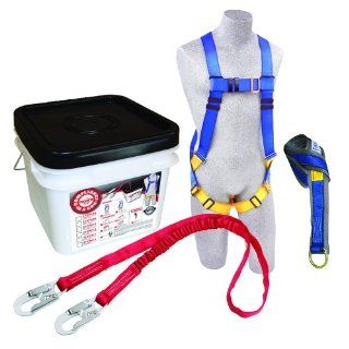 Protecta Compliance In A Can, 2199810 Roofers Kit, Full Body Harness, 6' Web Tie Off Adaptor, Shock Absorbing Lanyard 3600LB Hooks, White Bucket   Fall Arrest Safety Harnesses  