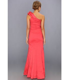 Jessica Simpson One Shoulder Ruffle Gown Hot Coral