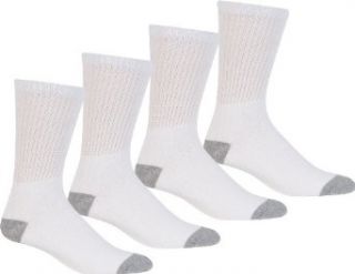 Sakkas THG317 Men's Reinforced Toe White Cotton Blend Athletic / Sport Crew Socks Value 4 Pack   10 13 Clothing