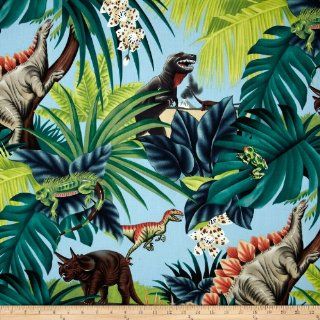 Prehistoric Dinosaurs Blue Fabric By The YD