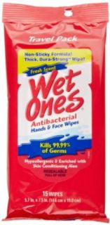 Wet Ones 4702 Antibacterial Travel Wipe 15 Count (Case of 12) Science Lab Disposable Wipes
