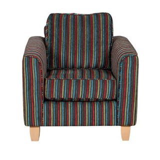 Red striped Dante armchair with light wood feet