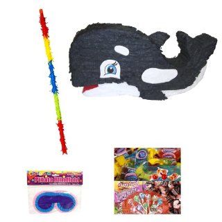Whale Pinata Party Pack / Kits Including Pinata, Bit of Everyones Favorites Candy Filler Mix 2lb, Buster Stick and Blindfold Toys & Games