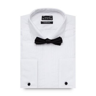 Thomas Nash White pleated regular fit shirt and bow tie