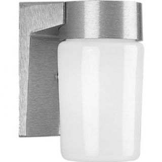 Progress Lighting P5511 16 Wall Fixture with Threaded Opal Glass Shades That Screw Onto Fitter with Vapor Proof Gaskets and Porcelain Sockets, Satin Aluminum   Wall Porch Lights  
