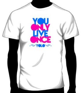 YOLO You Only Live Once Printed Tee   White Adult Large at  Mens Clothing store