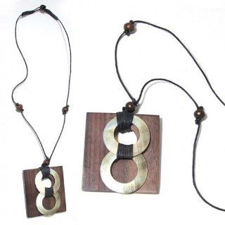 SG Paris Neck Wood and Shell Adjustable Brown & Shell Marron Combinaison Necklace Cord Adjustable Shell Winter Women Pacific Mermaid Fashion Jewelry / Hair Accessories Z Others Jewelry