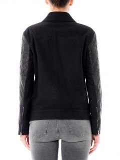 Quilted leather sleeve moto jacket  Dkny