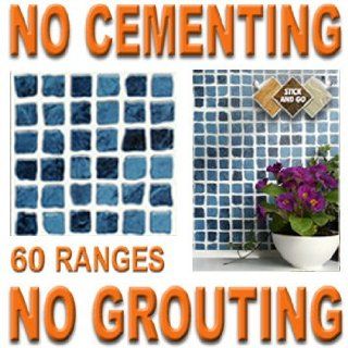 BLUE MOSAIC Box of 8 tiles 6x6 SOLID PEEL & STICK ON TILES apply over tiles or onto the wall    Decorative Tiles