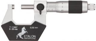 Brown & Sharpe TESA 71.115887 Etalon 260 Standard Outside Micrometer, 0 25mm Range, 0.002mm Graduation, +/ 0.002mm Accuracy