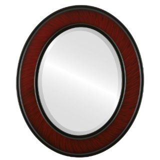 wood Oval Beveled Wall Mirror in a Cherry Montreal style Vintage Cherry Frame 17x21 outside dimensions   Wall Mounted Mirrors