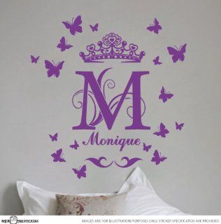 Large Custom Name Monogram Nursery Children Vinyl Sticker Wall Art Decal Crown   Childrens Wall Decor