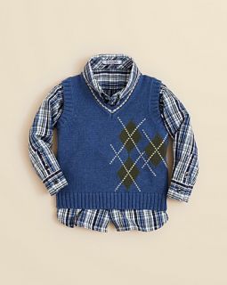Kitestrings by Hartstrings Infant Boys' Argyle Sweater Vest & Plaid Shirt   Sizes 12 24 Months's