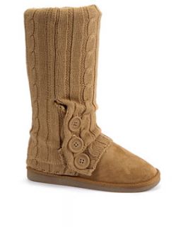 Pineapple Camel Lush Knitted Toggle Boots