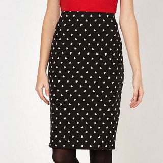 Red Herring Black heart pattern pencil skirt
