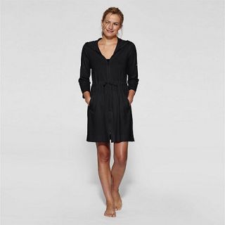 Lands End Black roll sleeve hooded cover up
