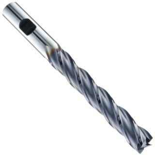 Niagara Cutter 09834 High Speed Steel (HSS) Square Nose End Mill, Inch, Weldon Shank, TiAlN Finish, Roughing and Finishing Cut, 30 Degree Helix, 4 Flutes, 6" Overall Length, 0.563" Cutting Diameter, 0.500" Shank Diameter Industrial & Sc