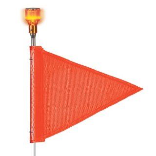 Flagstaff FS5 Triangular Safety Flag with Light, Threaded Hex Base, 12" Overall Length, 9" Overall Width, Orange (Pack of 1) Science Lab Safety Flags