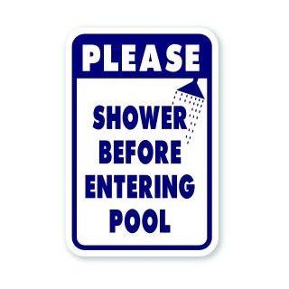 18" x 12" Please Shower Before Entering Pool Sign  Yard Signs  Patio, Lawn & Garden