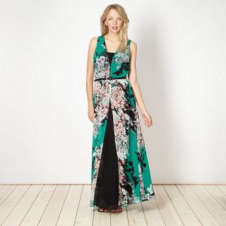 Preen/EDITION Designer green floral chiffon maxi dress