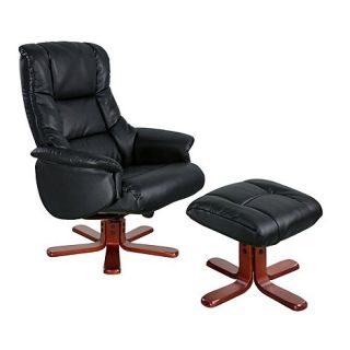 Black bonded leather Elliot recliner chair & stool